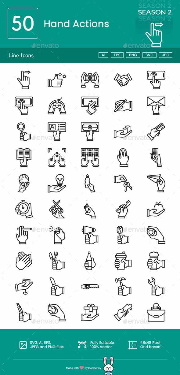 [DOWNLOAD]Hand Actions Line Icons
