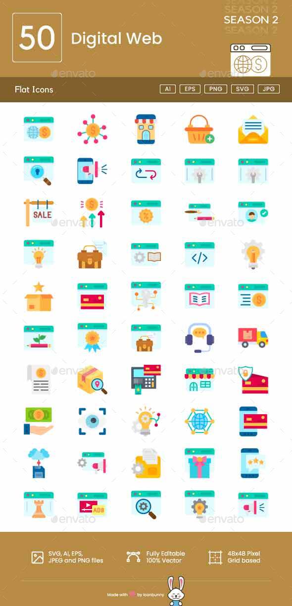 [DOWNLOAD]Digital Web Flat Multicolor Icons