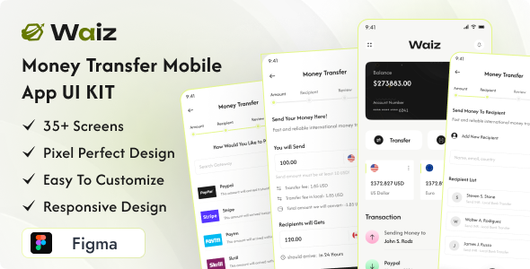 Waiz - Financial Banking Mobile App Figma Template