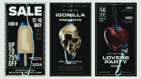 Liquid Glass Stories Premiere Pro template preview