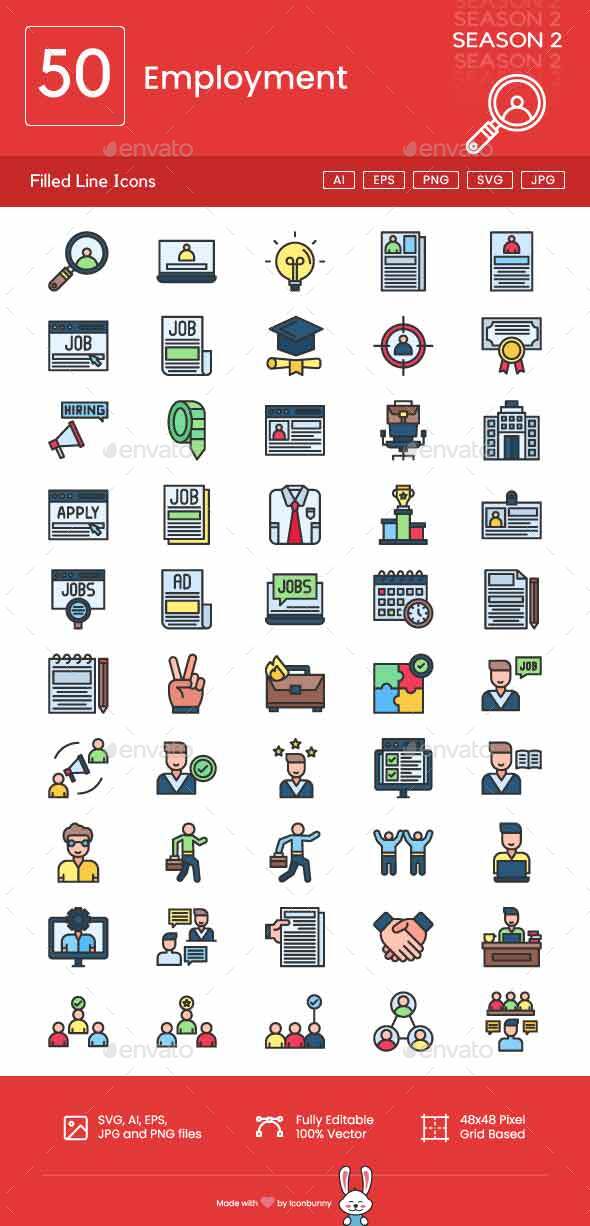[DOWNLOAD]Employment Filled Line Icons