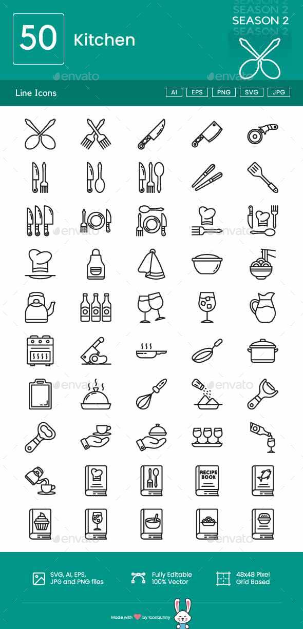 [DOWNLOAD]Kitchen Line Icons