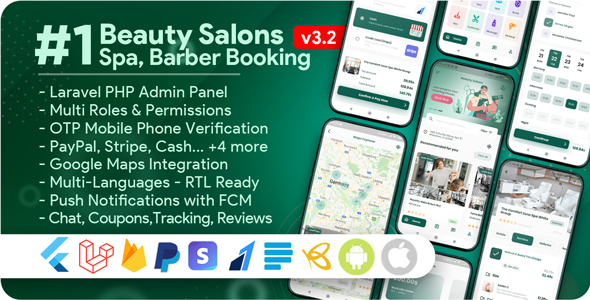[DOWNLOAD]Beauty Salons, Spa, Massage, Barber Booking, Business Listing Multi-Vendor App with Admin Panel