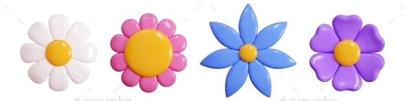 [DOWNLOAD]Cute Plastic 3d Flowers Top View with Colorful