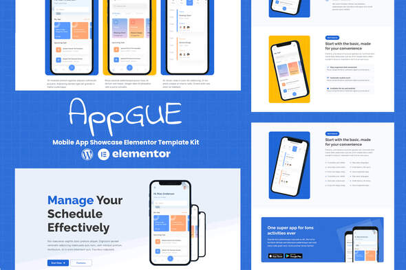 AppGUE - Mobile App Showcase Elementor Template Kit