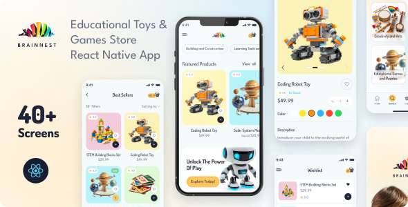 [DOWNLOAD]BrainNest - Educational Toys & Games Store App | React Native CLI 0.74.1 | Frontend
