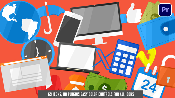 69 Animated Icons Premiere Pro template preview