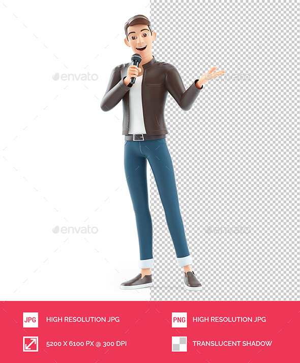 [DOWNLOAD]3D Cartoon Man Speaking into a Microphone