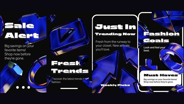 Vivid Blue Iridescent Shapes Bundle Titles template preview