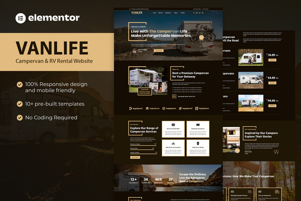 Vanlife - Campervan & RV Rental Elementor Template Kit