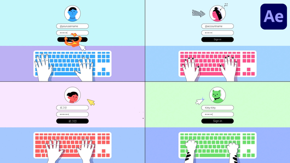 Keyboard Login Explainer for After Effects Titles template preview