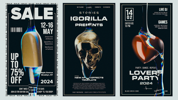 Liquid Glass Stories Product Promo template preview