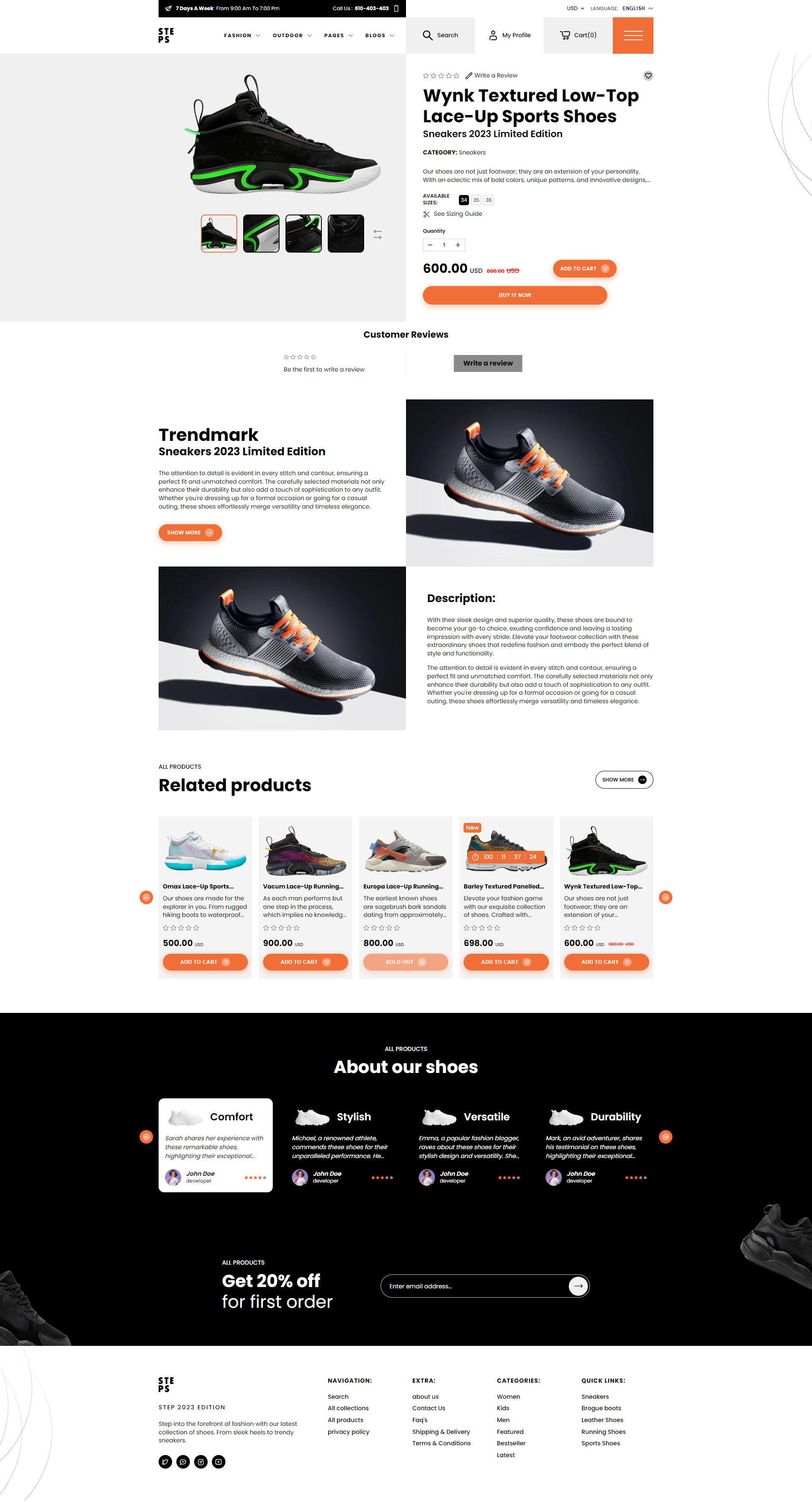 Steps - Sports Shoes, Footwear Shoes Shopify 2.0 Theme by WorkDo ...