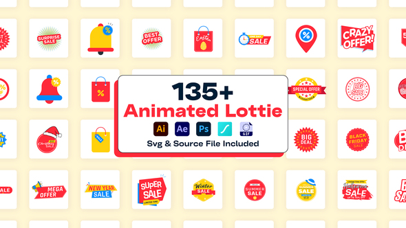 Lottie Sales and Discount Collection - Lottie JSON SVG Animation GIF