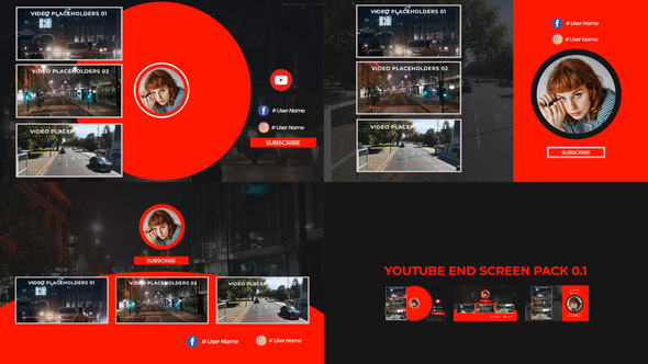 Youtube End Screens Pack V3 Premiere Pro template preview