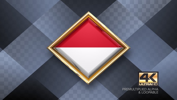Indonesia Flag Rotating Badge 4K Looping with Transparent Background