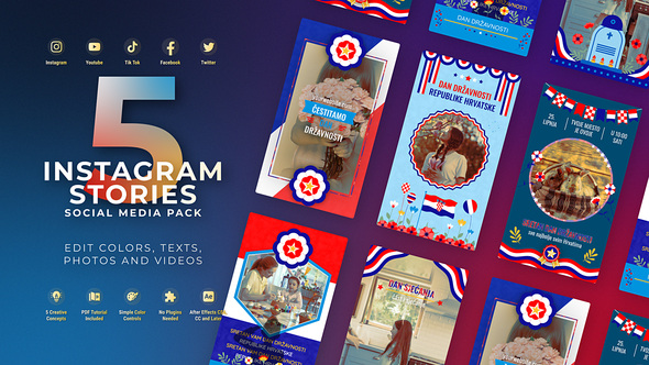 Stories Independence Day Croatia  Flag Instagram Stories Memorial Day Product Promo template preview