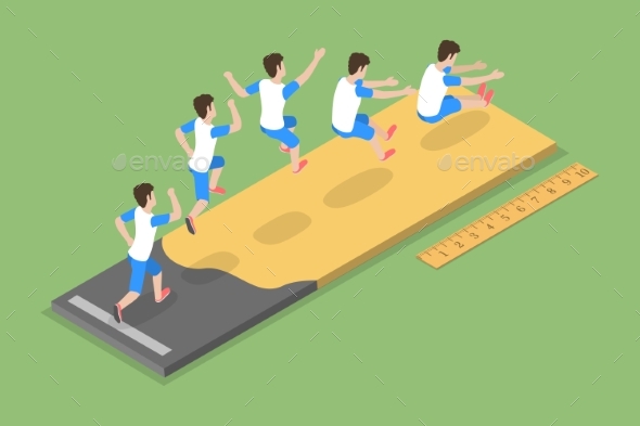 [DOWNLOAD]3D Isometric Flat Vector Illustration of Long Jump