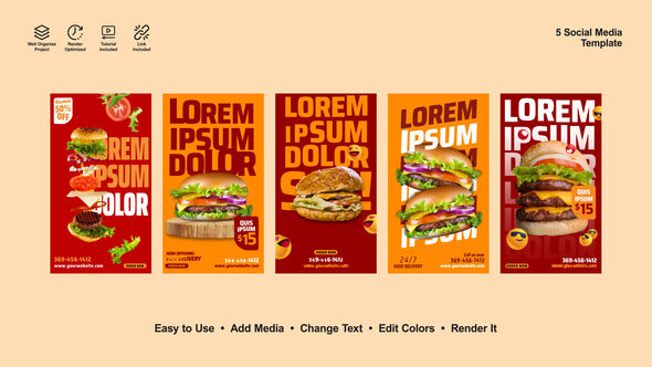 Burger Instagram Stories Product Promo template preview