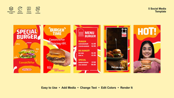 Burger Instagram Stories, After Effects Project Files | VideoHive