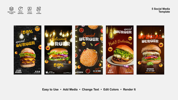 Delicious Burger Instagram Stories Product Promo template preview