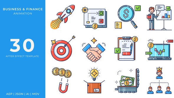 Business & Finance Animated Icons | After Effects