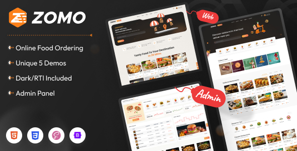 Zomo - Online Organic Food Delivery Bootstrap Template + Admin Template