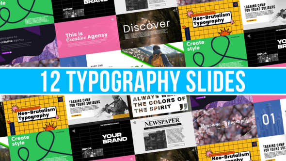 12 Typography Slides Titles template preview