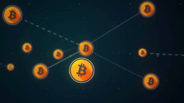 Bitcoin Icon Symbol Network Connection Technology Loop