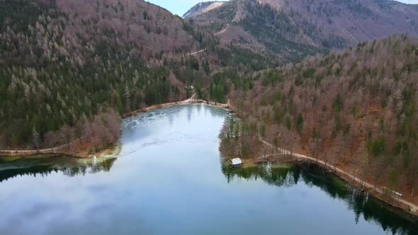 Beautiful Drone View on the Lake Langbathsee in Austria in Autumn alt