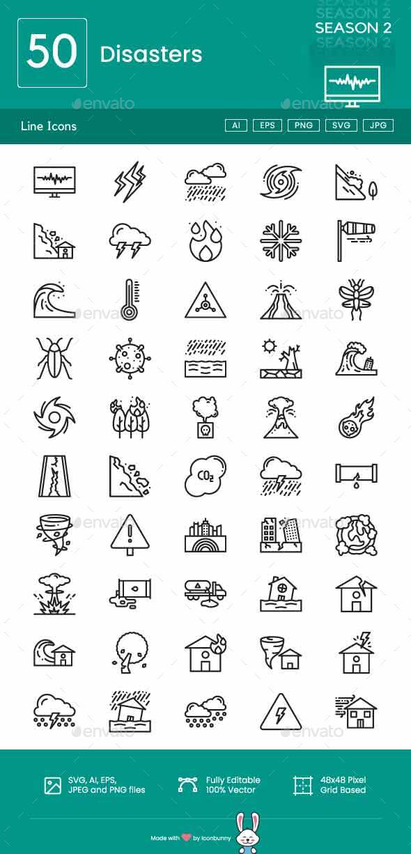 [DOWNLOAD]Disasters Line Icons
