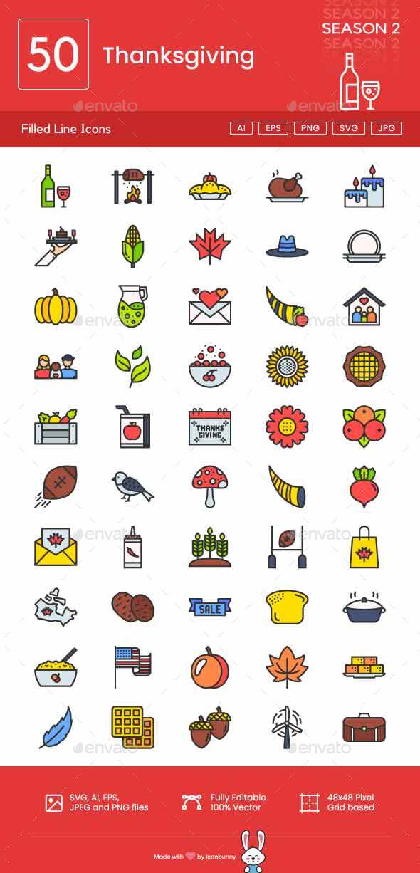 [DOWNLOAD]Thanksgiving Filled Line Icons