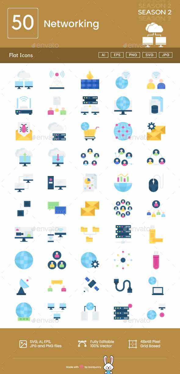 [DOWNLOAD]Networking Flat Multicolor Icons