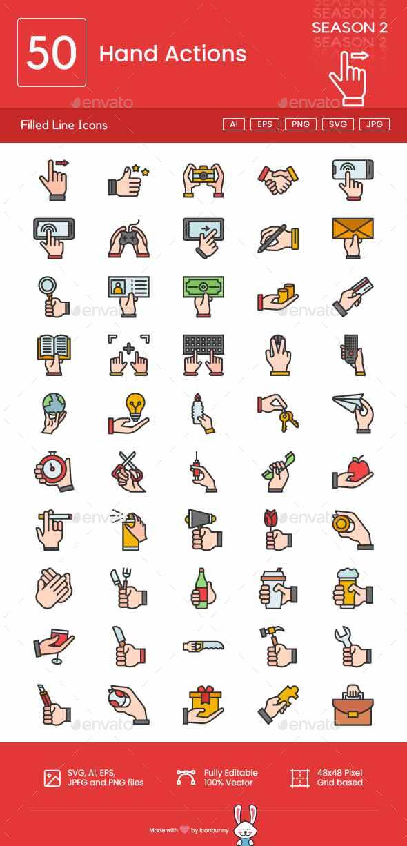 [DOWNLOAD]Hand Actions Filled Line Icons