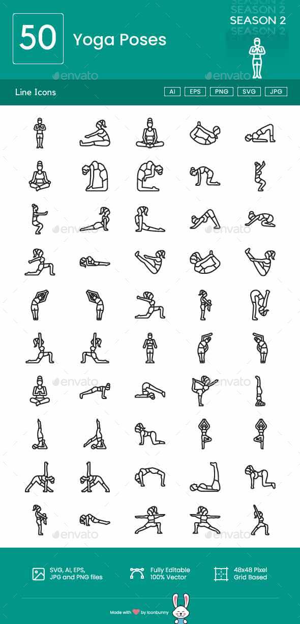 [DOWNLOAD]Yoga Poses Line Icons