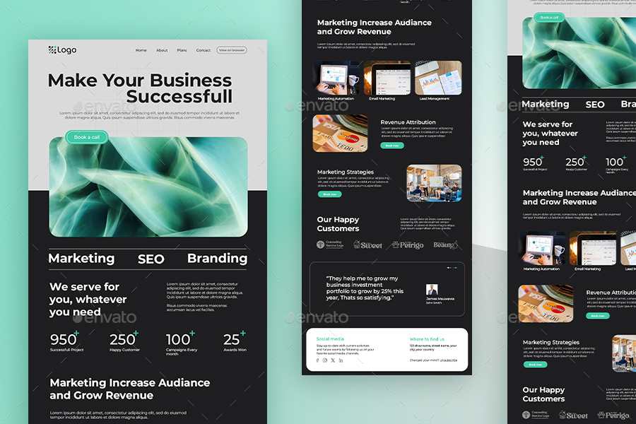Branding Marketing Agency Email Newsletter PSD Template Web Elements Branding Marketing Agency Email Newsletter PSD Template Web Elements
