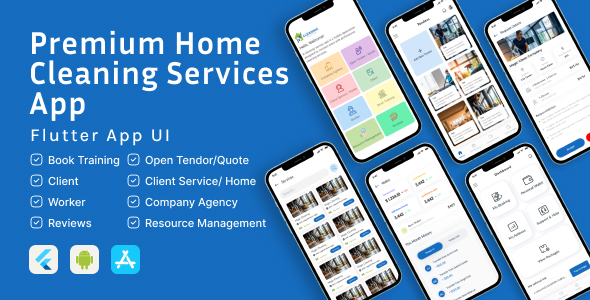 [DOWNLOAD]Premium Home Cleaning Services App Flutter UI