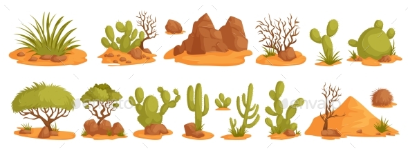 [DOWNLOAD]Illustration of Various Cartoon Desert Plants and