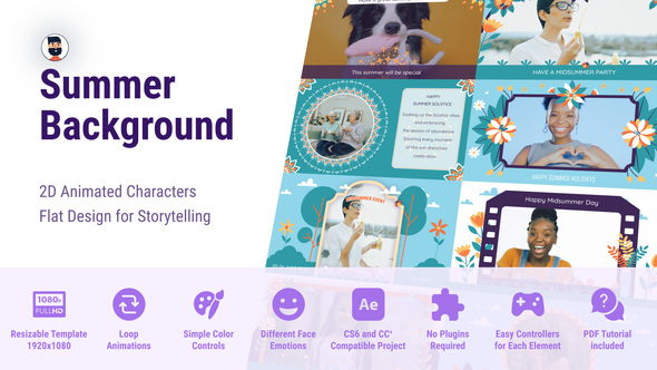 Summer Background Camp Party Video Displays template preview