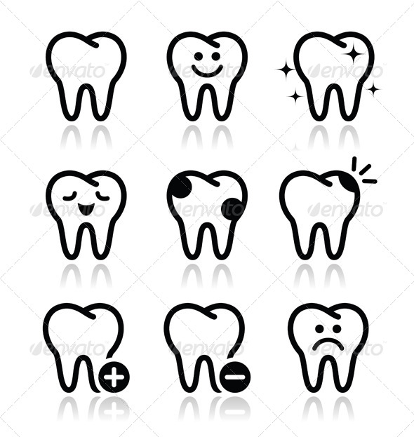 Tooth, Teeth Vector Icons Set - Health/Medicine Conceptual