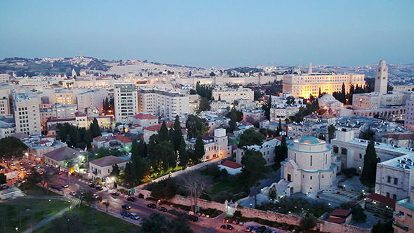 Evening View of Old City, Jerusalem
