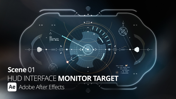 HUD Interface Monitor Target 01 Ae Infographics template preview