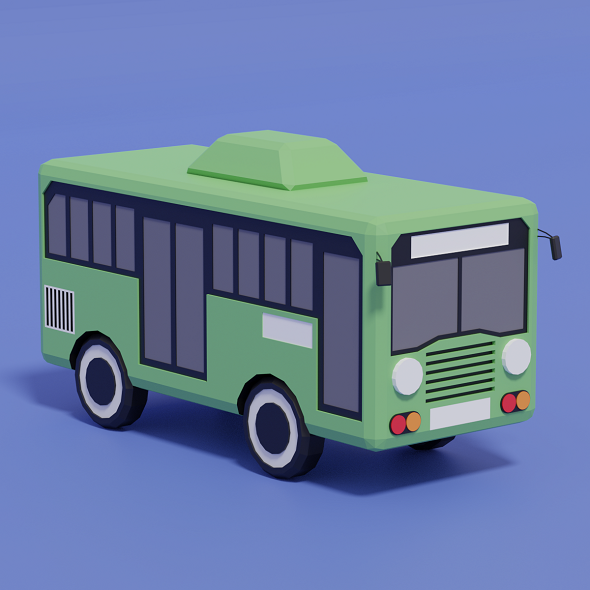 [DOWNLOAD]Cartoon Bus Low-poly 3D model