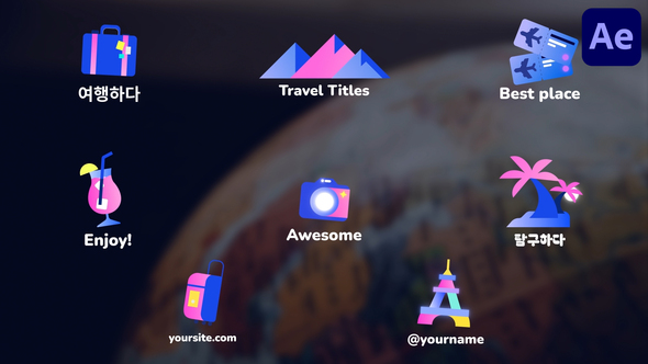 Travel Icons And Titles for After Effects Titles template preview