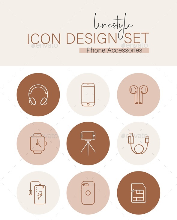 [DOWNLOAD]Linestyle Icon Design Set Phone Accessories
