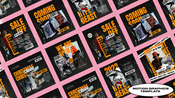 Aurora Fashion Streetwear Instagram Posts | Mogrt Premiere Pro template preview