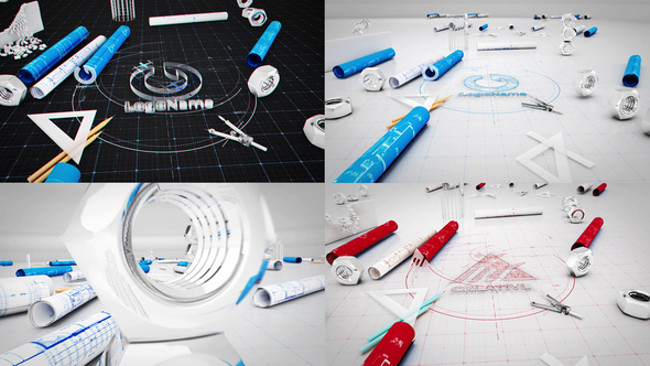 Construction Blueprint Unveil Premiere Pro template preview