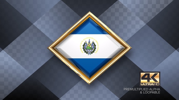 El Salvador Flag Rotating Badge 4K Looping with Transparent Background