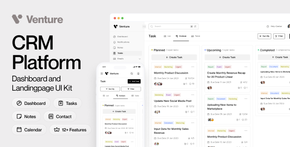 Venture - CRM Dashboard & Landing page UI Kit