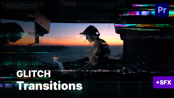 Seamless Glitch Transitions Premiere Pro template preview